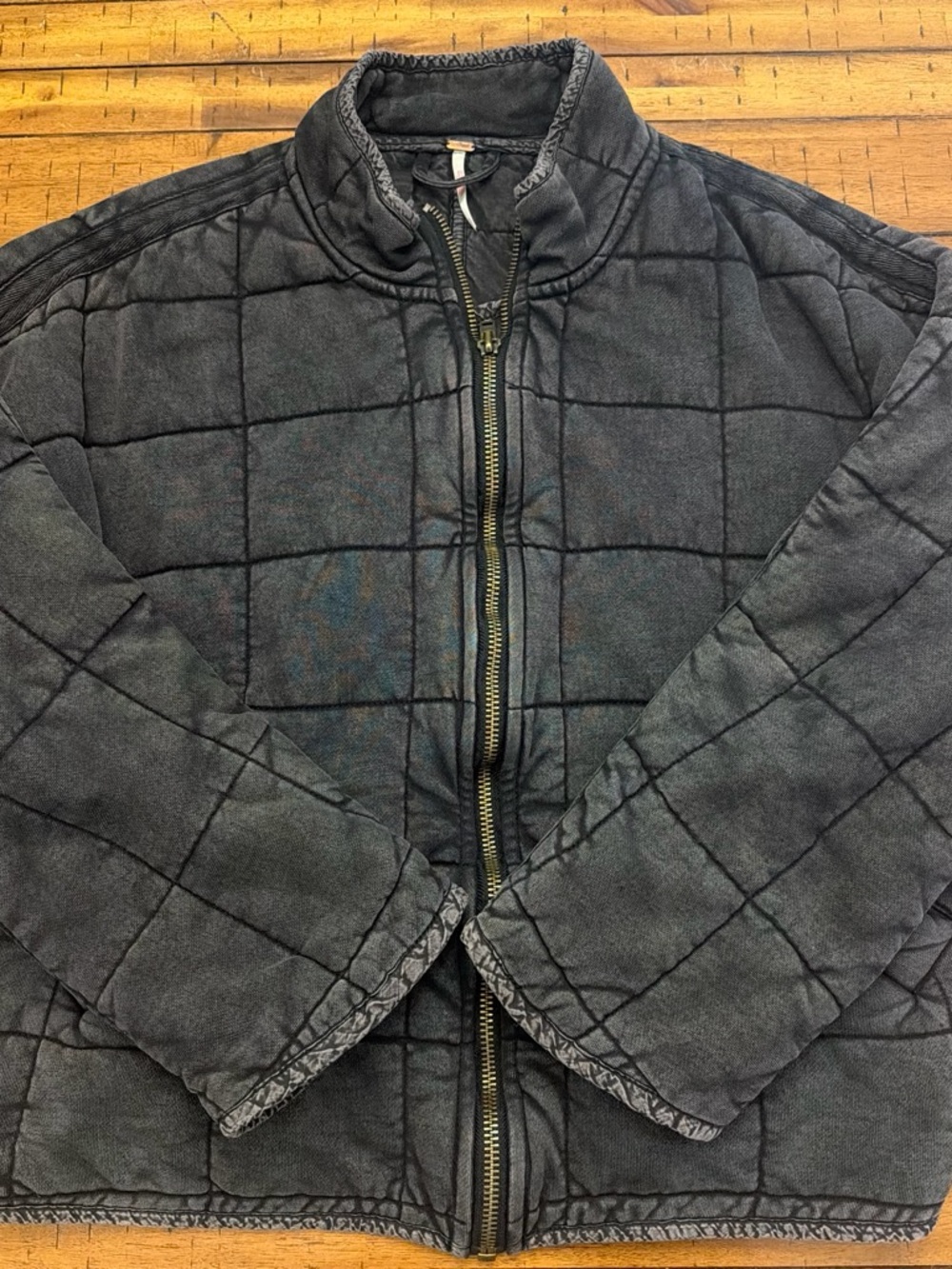 Free People Quilted Puffer Jacket - Charcoal Black